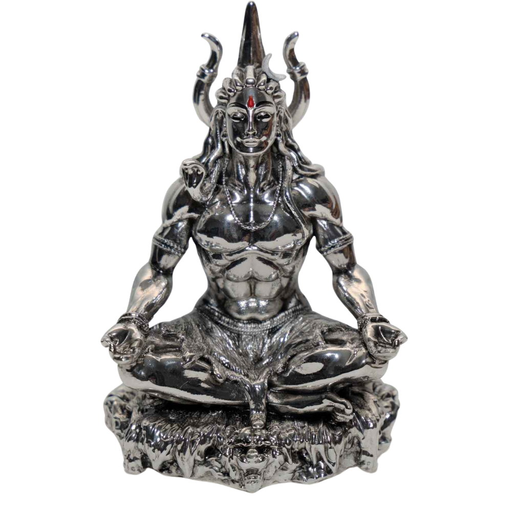 "Timeless Craftsmanship: Handcrafted Silver-Plated Mahadev Idols"