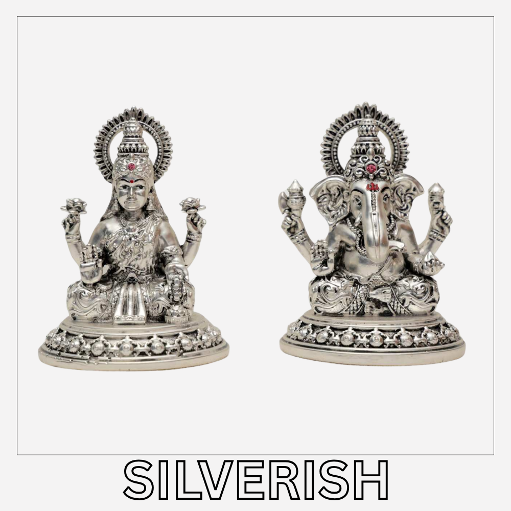 Lakshmi Ji with Ganesh Ji 99% Pure Silver Plated
