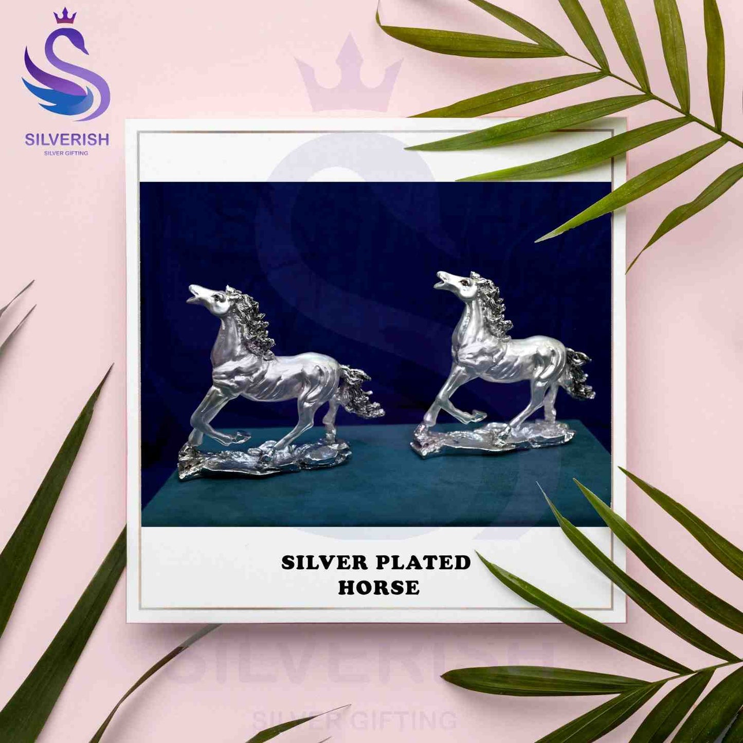 Grace & Elegance: Silver-Plated Horse for Luxurious Home Décor (Pack of 2)