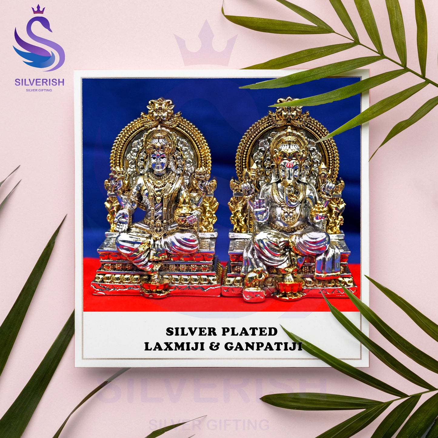 Elegant Silver-Plated Lakshmi Ganesh Idol Set – Perfect for Diwali, Pooja & Gifting