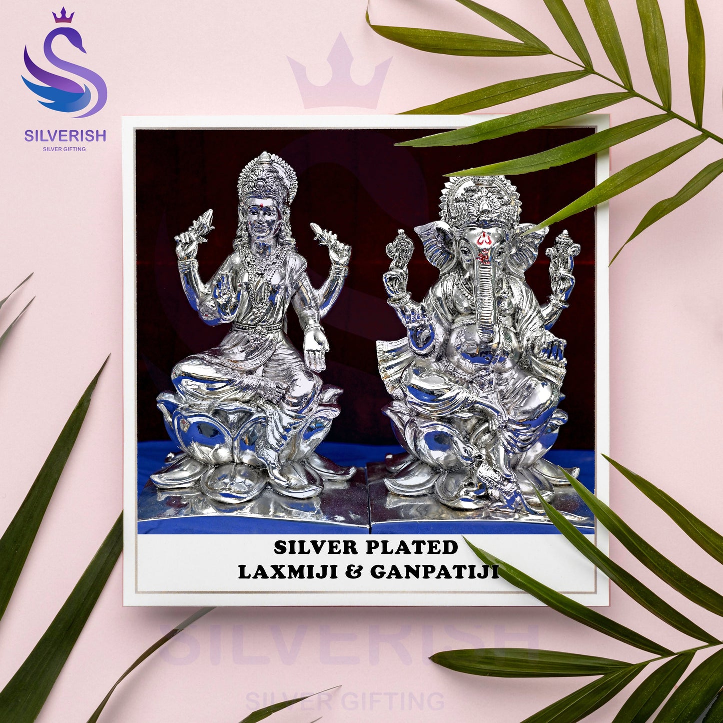 Lakshmi Ji with Ganesh Ji 99% Pure Silver Plated