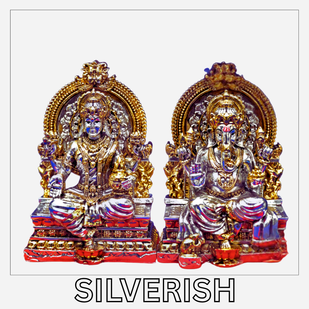 Elegant Silver-Plated Lakshmi Ganesh Idol Set – Perfect for Diwali, Pooja & Gifting