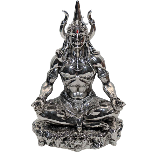 "Timeless Craftsmanship: Handcrafted Silver-Plated Mahadev Idols"