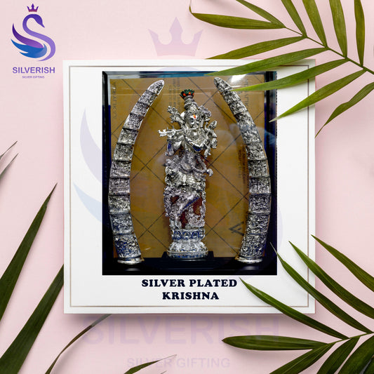 Krishna Plated 99%  Pure Silver Plated Unique idol Design by Silverish
