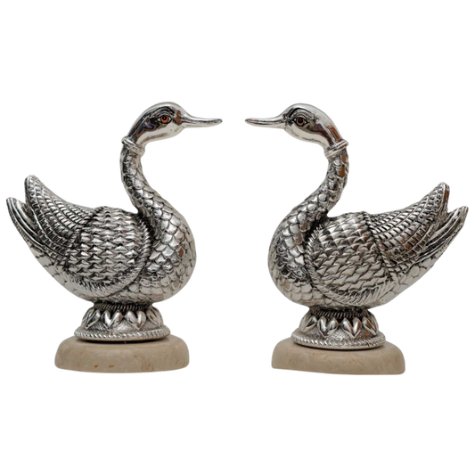 Grace & Elegance: Silver-Plated Pack of 2 Ducks for Luxurious Home Décor